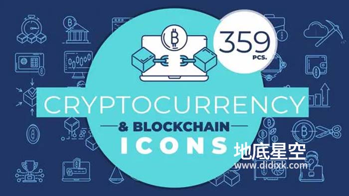 PR模板-359个金融互联网加密货币区块链笔记本地图手机等线条图标动画