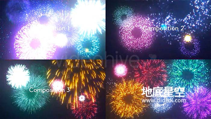AE模板+视频素材-16组唯美的粒子烟花特效