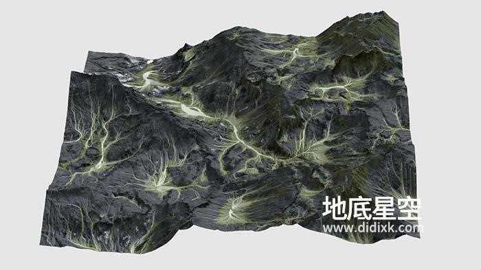 3D模型-黑色山峰沟壑山形C4D模型