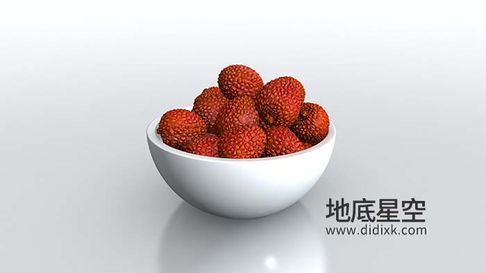 3D模型-一碗成熟的红色荔枝C4D模型