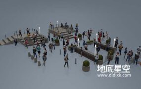 3D模型-大街上形形色色的人物角色低多边形C4D模型