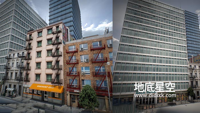 3D模型-城市建筑纽约市区街道建筑C4D模型