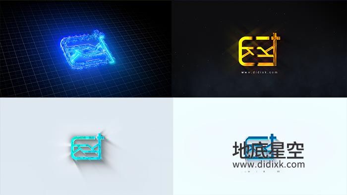 AE模板-5组闪亮简洁的LOGO标志演绎展示片头动画