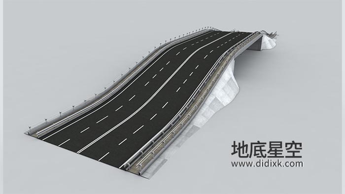 3D模型-双向四车道跨河桥梁公路C4D模型