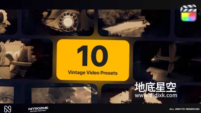 FCPX模板-复古的图片照片幻灯片展示动画Motion模板