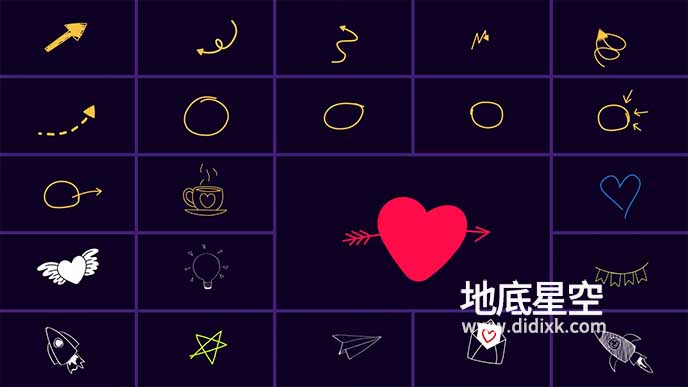 达芬奇模板-丰富多彩的卡通动态图形元素动画