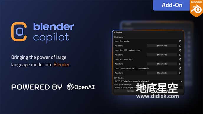 Bender插件-桥接ChatGPT AI插件 Blender Copilot