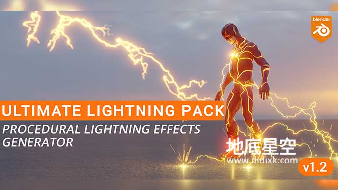 Blender预设-电流闪电特效资产预设 Ultimate Lightning Pack V1.2