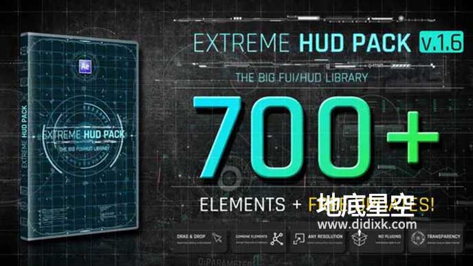 AE模板-700组HUD高科技科幻信息图形全息界面元素动画包