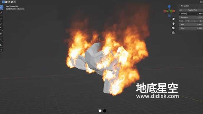 Blender插件-三维模型火焰散布生成器 Fire Scatter v1.1.0