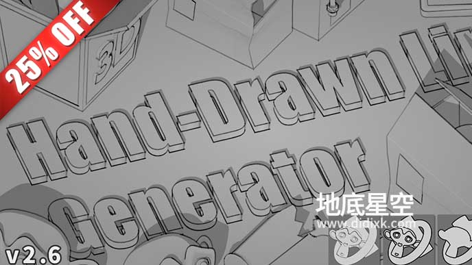 Blender插件-一键快速生成卡通手绘线条边框效果 Hand Drawn Line Generator V2.4