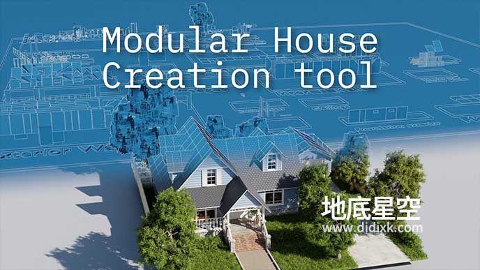 Blender预设-模块化郊区房屋3D模型创建工具插件资产预设 Modular Suburban House Creation Tool