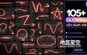 AE模板+105组手绘涂鸦发光箭头动画