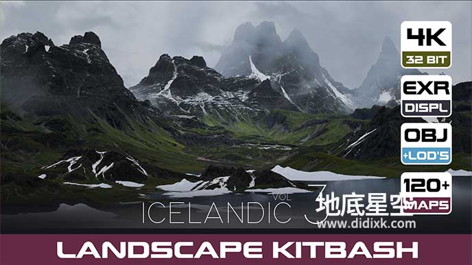 3D模型-6组冰岛山脉自然地形