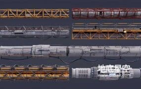 3D模型-科幻电缆管道模型