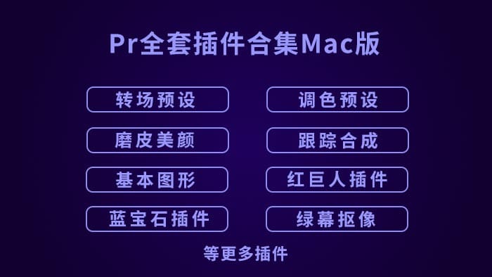 PR插件合集-Mac苹果版PR全套插件一键安装包合集包红巨人调色抠像光效降噪平面跟踪等插件
