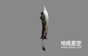 3D模型-游戏武器冷兵器螺纹弯柄大刀模型