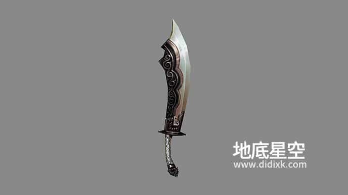 3D模型-游戏武器冷兵器螺纹弯柄大刀模型