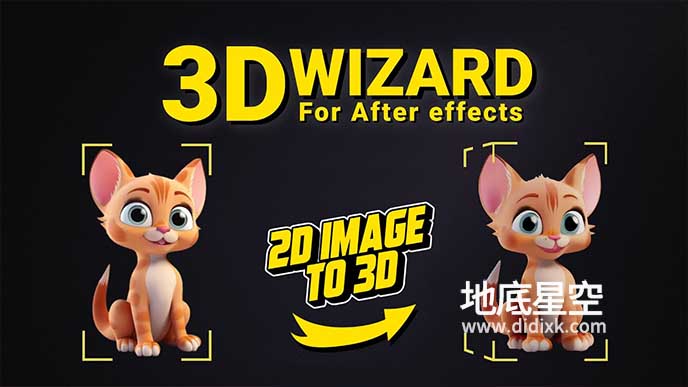 AE脚本-人工智能将2D图像转换成3D模型 3D Wizard V1.3.1 Win+使用教程