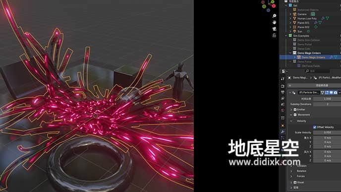 Blender预设-粒子流动追踪模拟动画资产预设 Particle Simulation Modifier V5