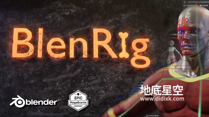 Blender插件-三维立体人物角色绑定工具 BlenRig 6 V4.1.0