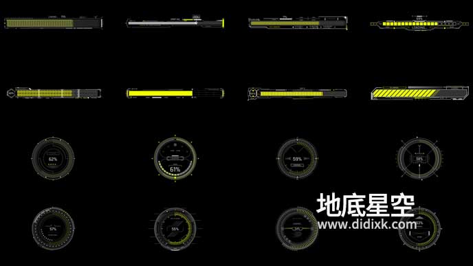 AE模板-16组高科技科幻进度条加载图像动画