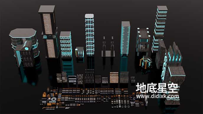 3D模型-Blender科幻城市建筑3D模型 Sci-Fi Building Structure