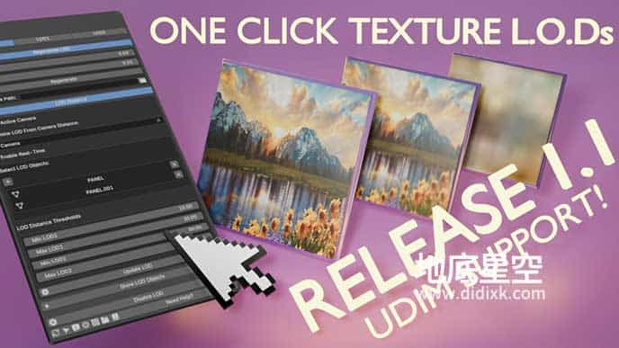 Blender插件-贴图多分辨率精度优化插件 One Click Texture L.O.D V1.1