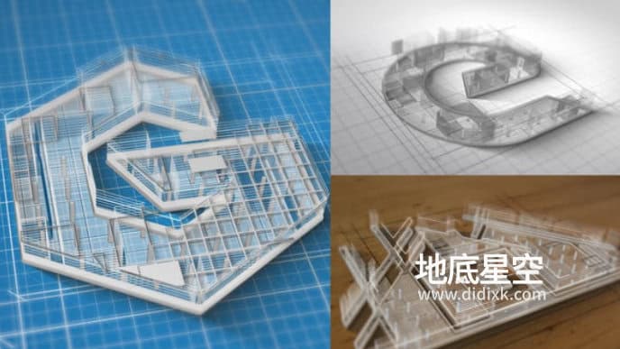 AE模板-建筑物构建过程logo标志开场片头动画