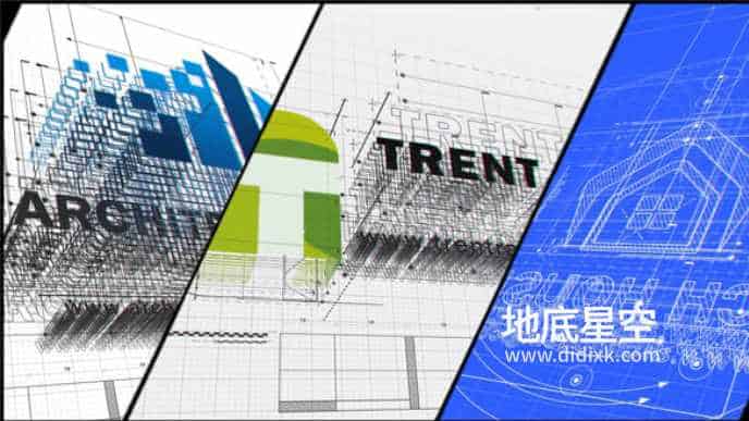 AE模板-建筑蓝图层叠绘制logo标志演绎动画 AE模板-建筑蓝图层叠绘制logo标志演绎动画