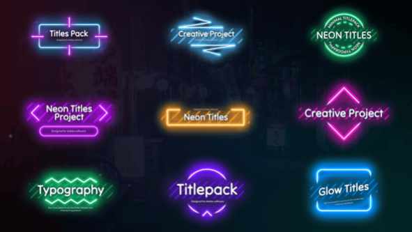 AE模板-10个发光霓虹灯装饰的文本标题动画