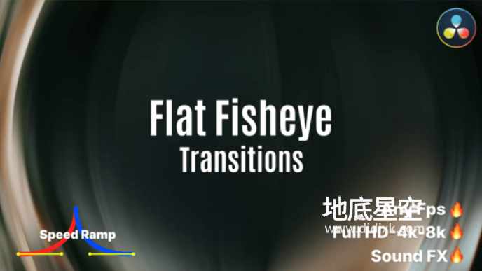 达芬奇模板-鱼眼特效视频转场 Flat Fisheye Transition