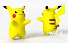 3D模型-口袋精灵皮卡丘C4D模型 Pikachu