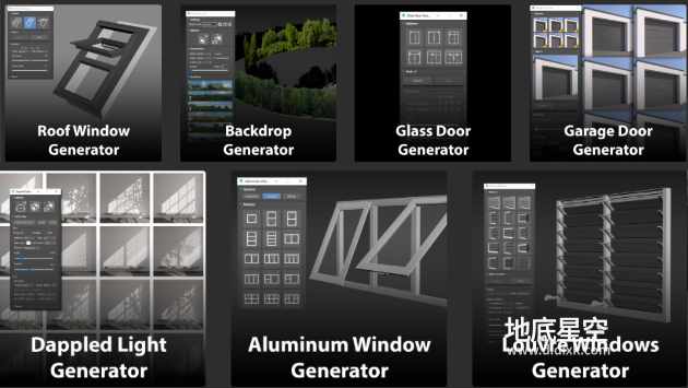 3DS MAX插件-建筑门窗橱柜生成器插件合集 ArchVizTools Generators Collection