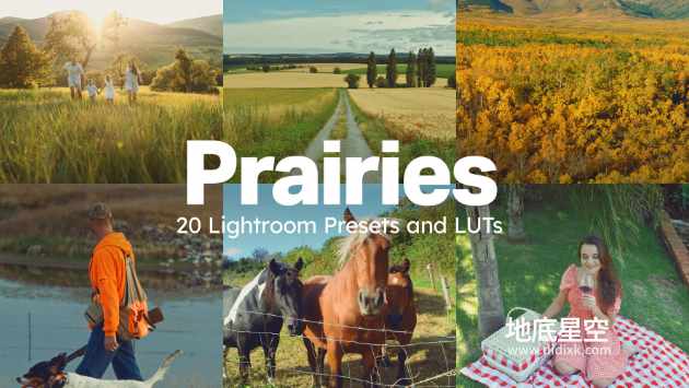 LUTs预设-草原乡村自然景观风格摄影LUTs+LR调色预设包 20 Prairies Lightroom Presets and LUTs