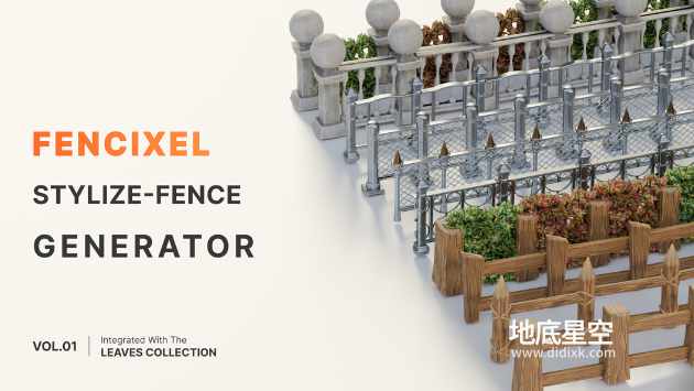 Blender预设-程序化围栏栅栏生成器 Fencixel Vol.01 Stylize-Fence Generator