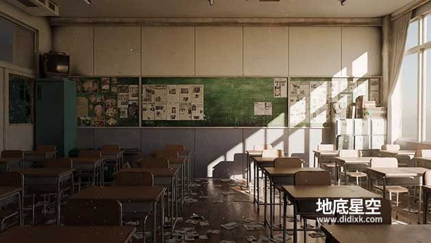 3D模型-Blender废弃教室环境模型 Japanese Abandoned Classroom