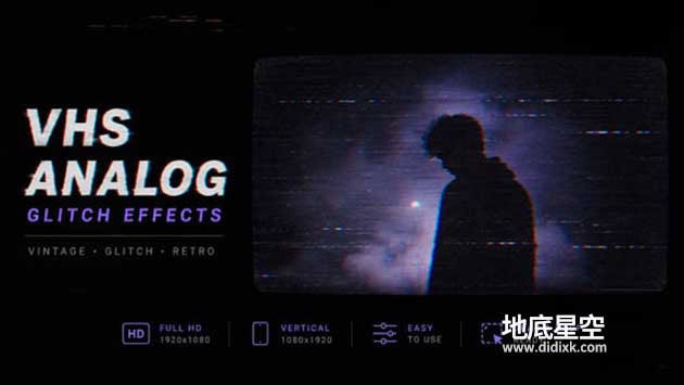 AE模板-模拟VHS故障画面叠加覆盖特效