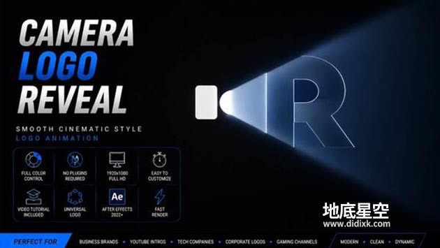 AE模板-佳能相机镜头创意摄影机Logo片头动画 Camera Logo Reveal