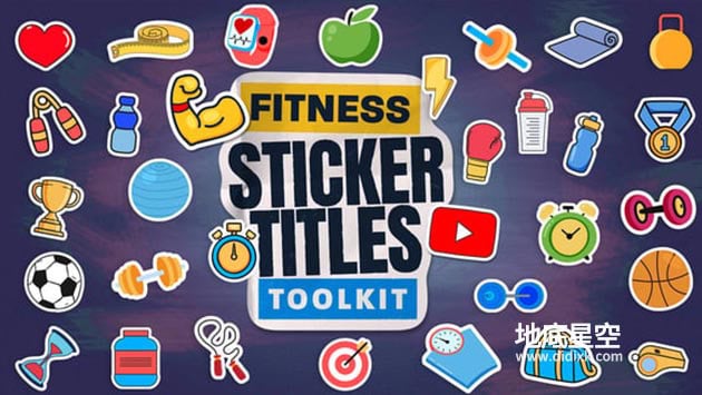 AE模板-卡通健身运动贴纸动画 Fitness Sticker Titles Toolkit for Workout & Gym Videos in After Effects