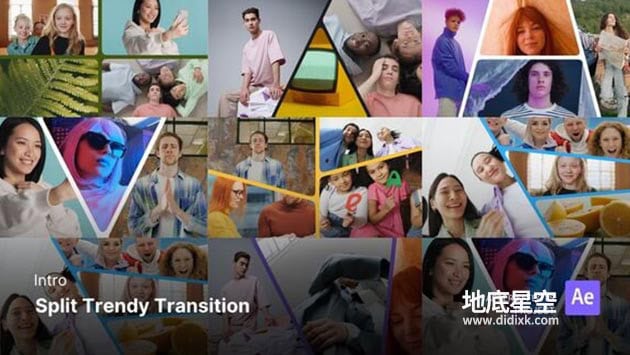 AE模板-时尚动感的品牌创意活动分屏切割动态视频转场动画 Intro – Split Trendy Transition