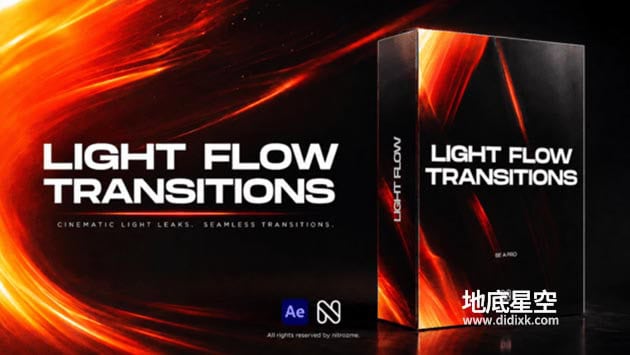 达芬奇模板-抽象的电影感光影光流特效视频转场 Light Flow Transitions