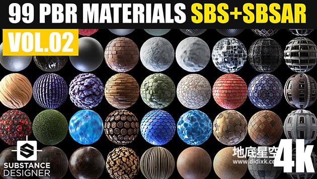99组程序化贴图材质预设 Artstation – 99 PBR Substance Designer Materials Vol.02