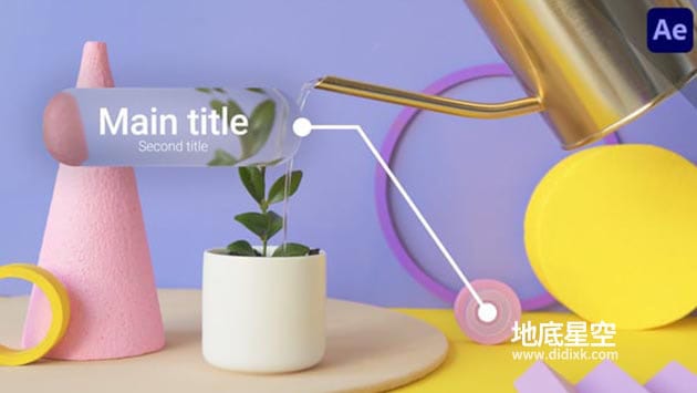 AE模板-透明玻璃样式的线条呼出文本标题动画动画